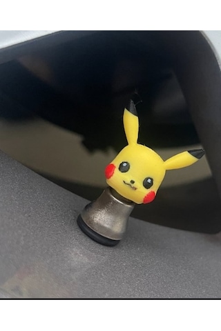 Pokémon Pikachu Temalı Özel Tasarım Araç Lastik Sibop Kapağı Aksesuarı