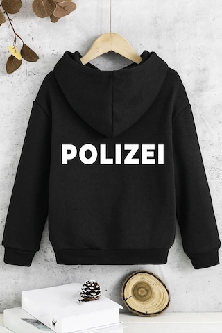 Çocuk Polızeı Baskılı Sweatshirt Siyah
