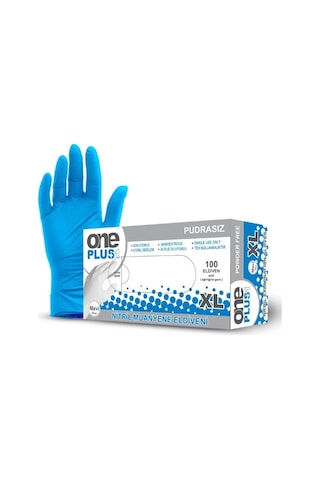 One Plus Nitril Eldiven Pudrasız Large Mavi 100'lü