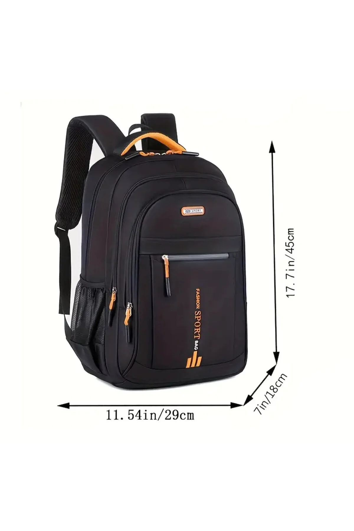 Erkek Okul Ve Laptop Sırt Çantası Su Geçirmez, Çok Gözlü, Büyük Kapasiteli Siyah
