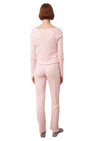 Ersefa Kadın Çiçek Desenli V Yaka Pijama Takımı Fonksiyonel Dayanıklı Ka Pembe