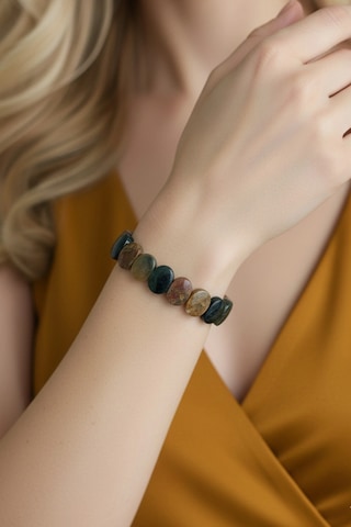 Faset Kesimli Ocean Jasper Bileklik Elastik Yapılı 529-1 Çok Renkli