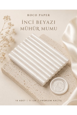 Silindir Mühür Mumu, İnci Beyazı, 10 Adet - 11 Cm, Zarf Ve Daveti Diğer