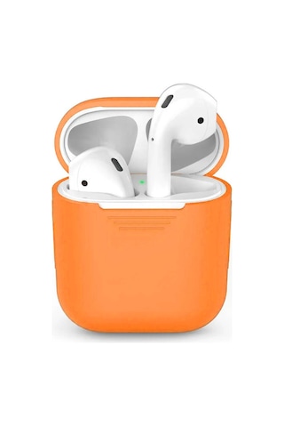 Wozlo Apple Uyumlu AirPods 1. Ve 2. Nesil Silikon Koruma Kılıfı - Silikon Koruyucu Kılıf - Turuncu