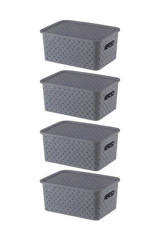 El Casa Kapaklı 4'lü Depolama Sepeti, 3 Litre 40402849 Gri
