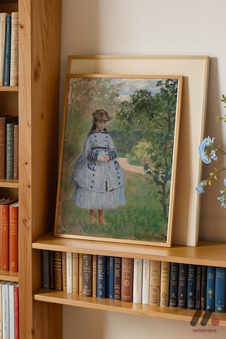 Claude Monet Bahçede Kız Çocuk, Ahşap Çerçeveli Duvar Tablosu - Sanatsever Hediyesi