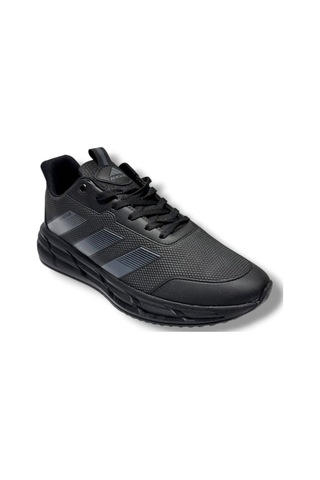 Adistar 018-26 Baskı Deri Anatomik Erkek Sneaker Siyah Füme Siyah