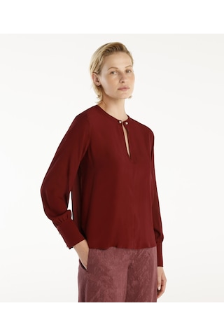 Yargıcı Yaka Detaylı Bluz Bordo