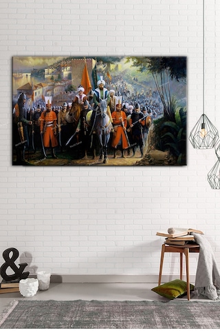 İstanbulun Fethi Fatih Sultan Mehmet Şehre Giriş Kanvas Tablo 70 x 50