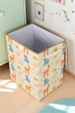 İronika Animals Dolap İçi Organizer Oyuncak Kutusu Eşya Çamaşır Saklama Sepeti Düzenleyici Kutu 2li Set Sarı