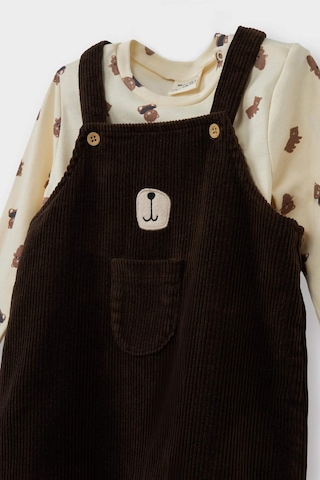 Defacto Erkek Bebek 2li Takım Ayı Baskılı Uzun Kollu Tişört Kadife Salopet Tulum F5727a525wnbn287 Kahve