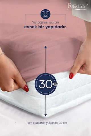 Formeya Pamukkale Pudra Alez Mikro Fitted Sıvı Geçirmez Yatak Koruyucu  TekKişilik  Alez