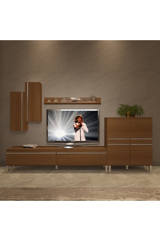Decoraktiv Eko 6 Mdf Std Krom Ayaklı Tv Ünitesi Tv Sehpası Ceviz