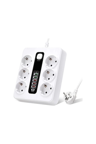 Hp-h04 3000w 10amper 6 Lı 2metre Uzatma Kablolu Çoklu Termal Akım Priz Belirtilmemiş