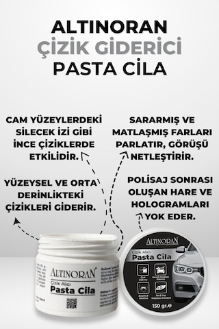 Altınoran Komple Araç Yenileme Seti - Çizik Giderici Pasta Cila, Ultra Hızlı Cila, Torpido Parlatıcı