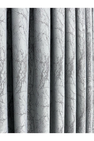 Velar Soft Buz Mavisi/gri Fon Perde Tek Kanat 1/3 Sık Pile Buz Mavi