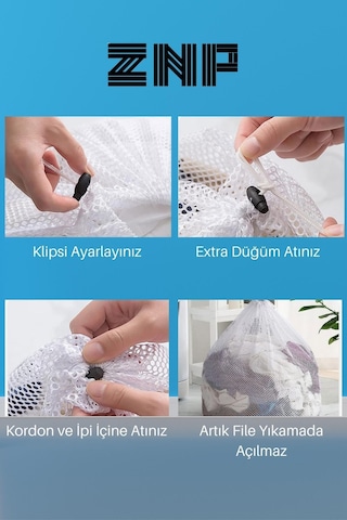 Lbag 3 Adet Çamaşır Yıkama Filesi İpli 35x45 Cm Çorap Perde Filesi Diğer