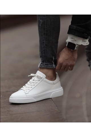 Taşpınar %100 Hakiki Deri Ortopedik Yazlık Hafif Erkek Rahat Günlük Sneaker 38-47 Beyaz