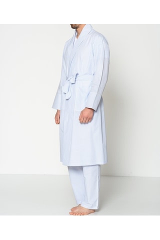 Herrmen Beyaz Mavi Klasik Kareli Sabahlık Beyaz