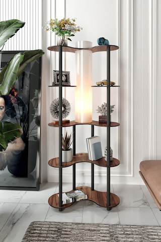 Mariposa Lambader Raflı Kitaplık Ceviz Ceviz