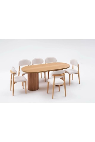 Terra 90x170 Sabit Ahşap Masa Yemek Odası Takımı, Mutfak Takımı 6 Adet Sandalye