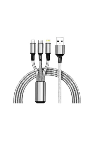 T-Max S26 3in1 Hasır Örgü Usb 1.2 MT Şarj Kablosu