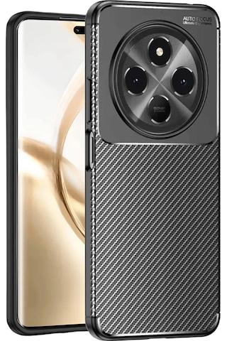 Tecno Spark 30 Kılıf Auto Focus Karbon Kapak - Siyah