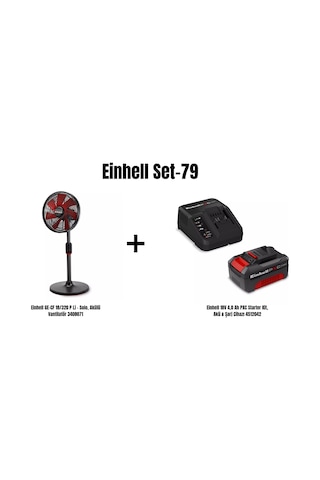 Einhell Set-79 Einhell Ge-cf 18/320 P Li Akülü Vantilatör+einhell 18v 4,0 Ah Pxc Starter Kit, Akü & Şarj Cihazı