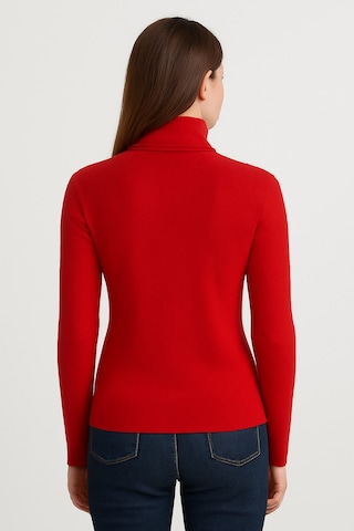 Kadın Tam Boğazlı Yumuşak Dokulu Kazak Kırmızı