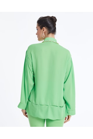 Kadın Yakası Taş Detaylı Gömlek - Modern Ve Şık - Günlük Ve Özel Günler İçin Gömlek Yeşil