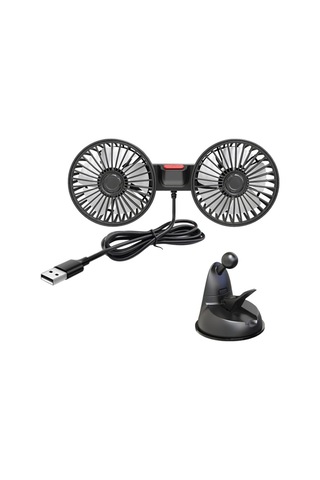 F4206 3 Vites Ayarlanabilir Enayi Araba Fanı 360 Derece Dönebilen Çift Kafa Hava Fanı