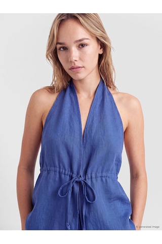 Lcw Dream Mavi Halter Yaka Bağlamalı Kadın Plaj Bluz