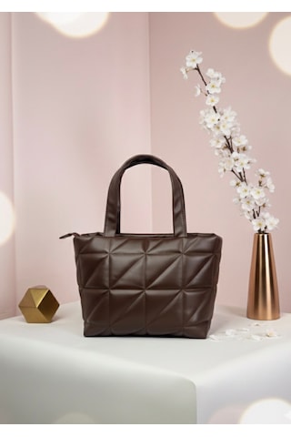 Addy Puffy Geometrik Baget Kahverengi Kadın Omuz Ve El Çantası Kahverengi