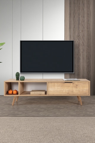 3642 Venüs 160 Cm Ahşap Ayaklı , Metal Kulplu Tv Ünitesi , Safir , Tv Sehpası , Salon Safir