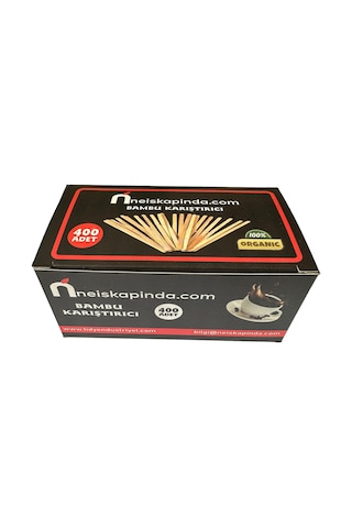 Omeyva Organik Tahta Ahşap Bambu Çay Kahve Karıştırıcı Çubuk - 10 Cm. - 400 Adetlik 1 Paket Kahverengi