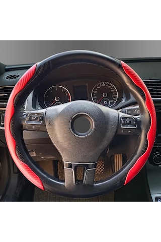 7 Renk Karbon Fiber Direksiyon Kapağı Bölümlü Koruma Anti Kayma Red Kırmızı