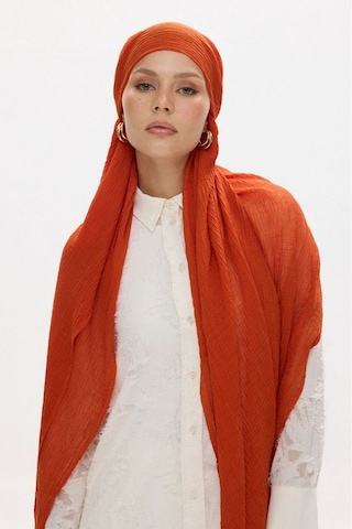 Fenza Scarf Freya Müslin Püsküllü Bürümcük Pamuklu Şal Kiremit