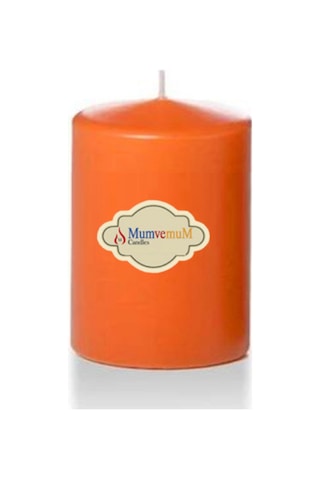3 Lü Turuncu Set Mum Çap :6 Cm Mavi
