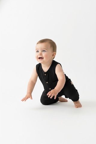 Miababy Müslin Kısa Atlet Tulum Siyah