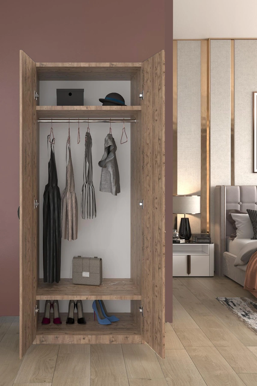 Frey 2 Kapaklı Elbise Dolabı-2 Kapılı Gardırop-atlantik Çam Atlantik Çam