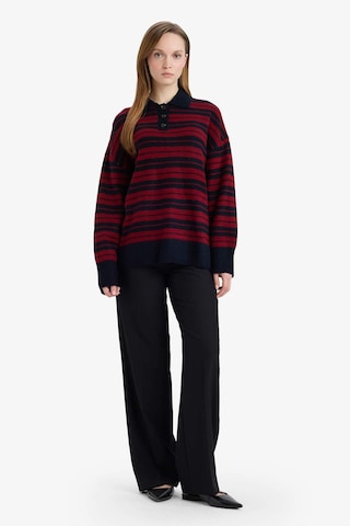 Defacto Loose Fit Polo Yaka Çizgili Triko Kazak Tunik G7240ax25cwnv207 Lacivert-nv207