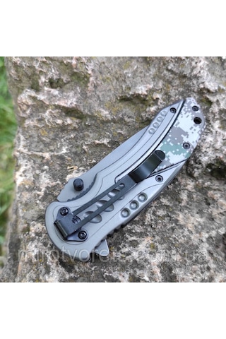 Buck Katlanabilir Bıçak X57 Yarı Otomatik Vida Kilitli Gümüş - Haki