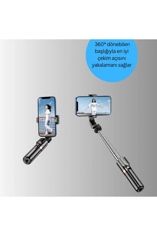 Bluetooth Selfie Çubuğu 130 Cm Teleskopik Uzaktan Kumandalı Katlanabilir Telefon Tripodu
