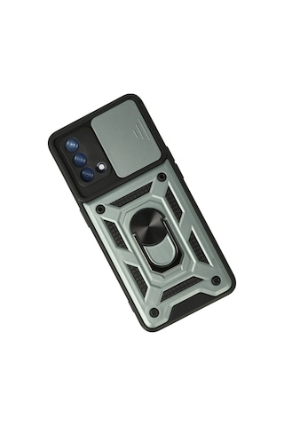 Newface Oppo A74 4g Kılıf Pars Lens Yüzüklü Silikon Glblseme - 26 - Yeşil