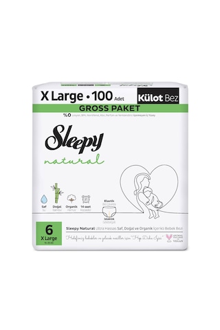 Sleepy Natural Gross Paket Külot Bez 6 Numara Xlarge 100 Adet