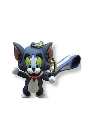 Tom Ve Jerry Serisi Tom 3d Figürlü Soft Gri Bilek Kayışlı Anahtarlık - 1 Adet
