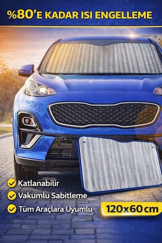 Araba Ön Cam Güneşlik Anti-uv Oto Güneşlik 120 X 60 Cm Araç Gölgelik Oto İçi Vantuzlu