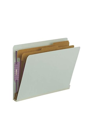 Safeshıeld Bağlantı Elemanları İle%100 Geri Dönüştürülmüş Uç Sekme Pressboard Sınıflandırma Dosya Klasörü, 2 Bölücü, 5 Cm Genişletme, Harf Boyutu, Gri/yeşil, Kutu Başına 10 26810