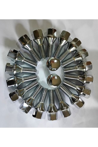 Bijon M12x1.5 Kafa Aa 17mm Dişboyu 28mm Krom Kaplama, Takım 20ad