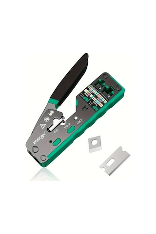 Xuweiwei Zoerax Yeşil Rj45 Ethernet Sıkma Aracı Metal Saplı Ağ Kablosu Soyucu Kesici Rj11 Rj12 Rj45 Konnektörler İçin